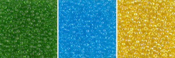 Transparent seed beads